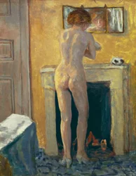 Nude Back View by the Fireplace